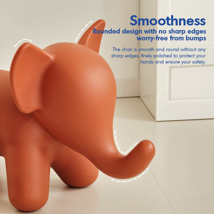 Contemporary plastic ottoman elephant with context.