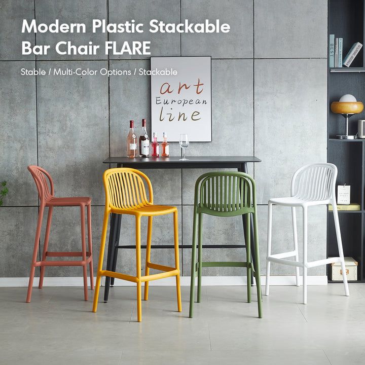 Contemporary Plastic Stackable Bar Chair FLARE