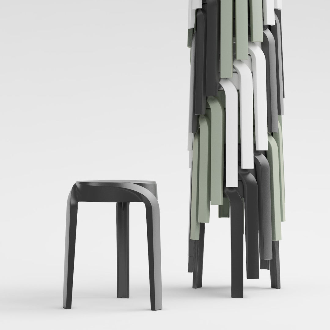 Modern Plastic Stackable Dining Stool 4pcs Set WHIRL