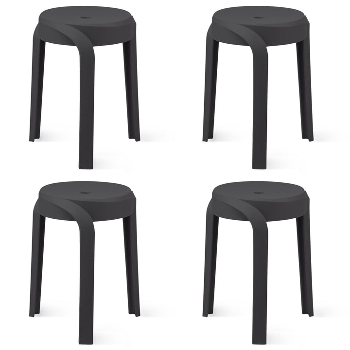 Modern Plastic Stackable Dining Stool 4pcs Set WHIRL