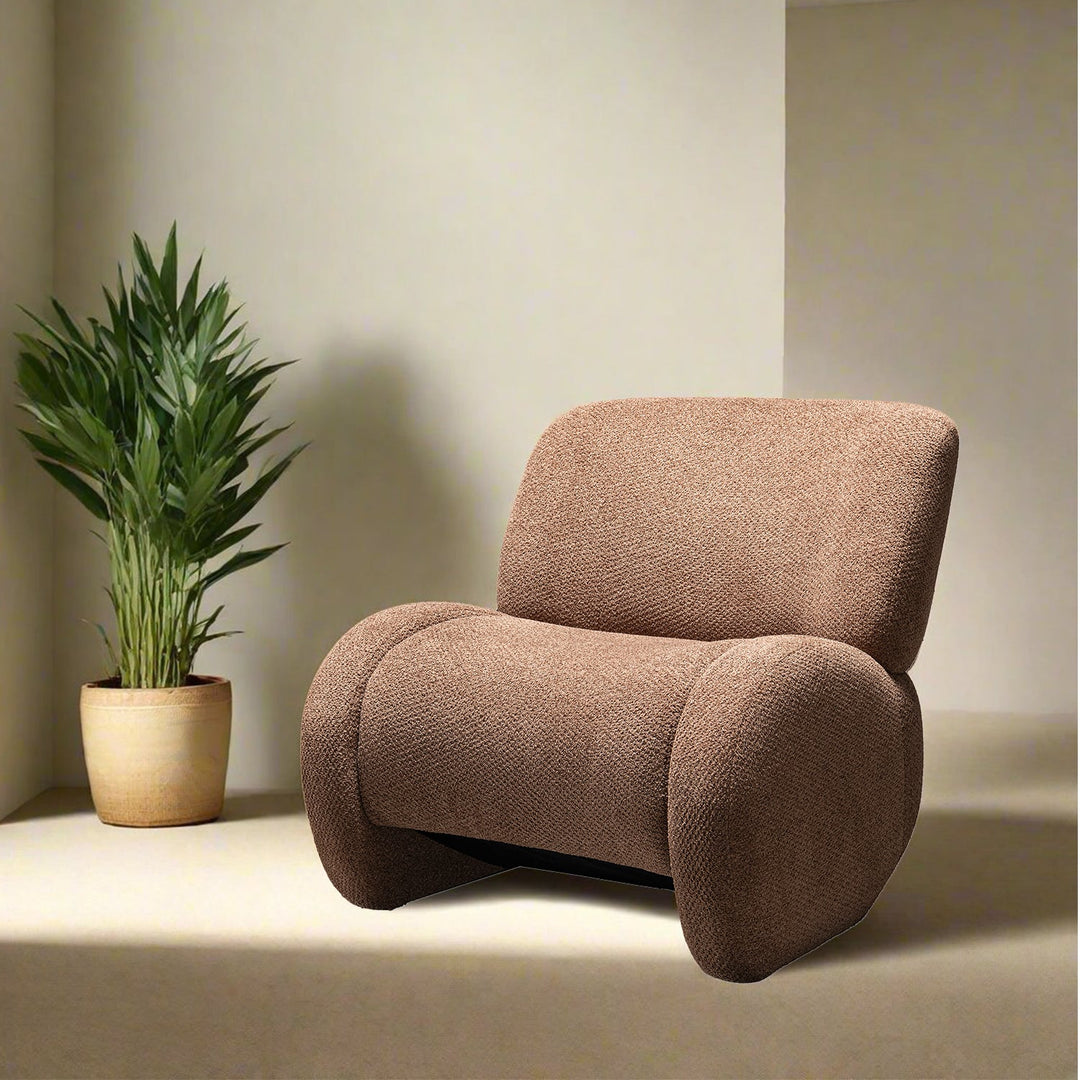 Cream sherpa fabric fabric 1 seater sofa boulder in panoramic view.