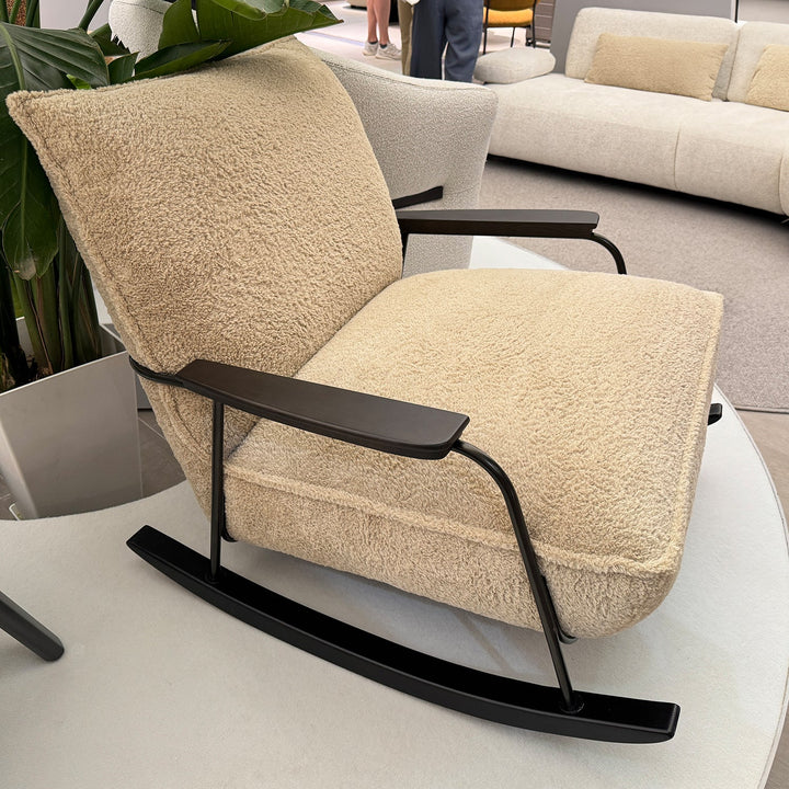 Cream Sherpa Fabric Rocking Chair 1 Seater Sofa CLOUDY