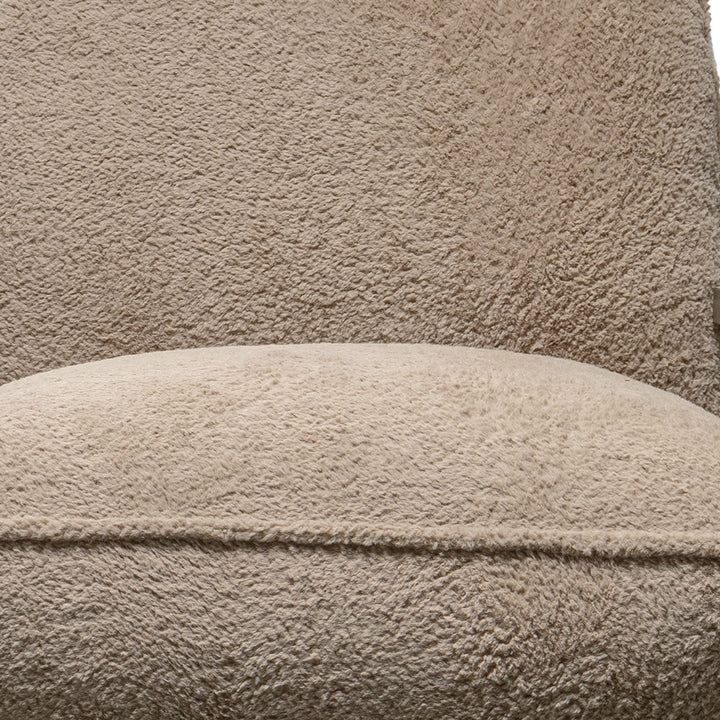 Cream sherpa fabric rocking chair 1 seater sofa cloudy color swatches.