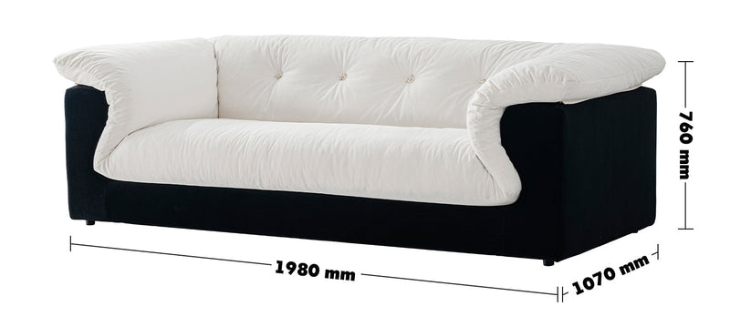 Cream Suede Fabric 2 Seater Sofa CAMELLIA Size Chart