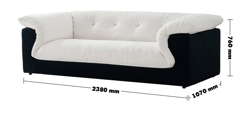 Cream Suede Fabric 3 Seater Sofa CAMELLIA Size Chart