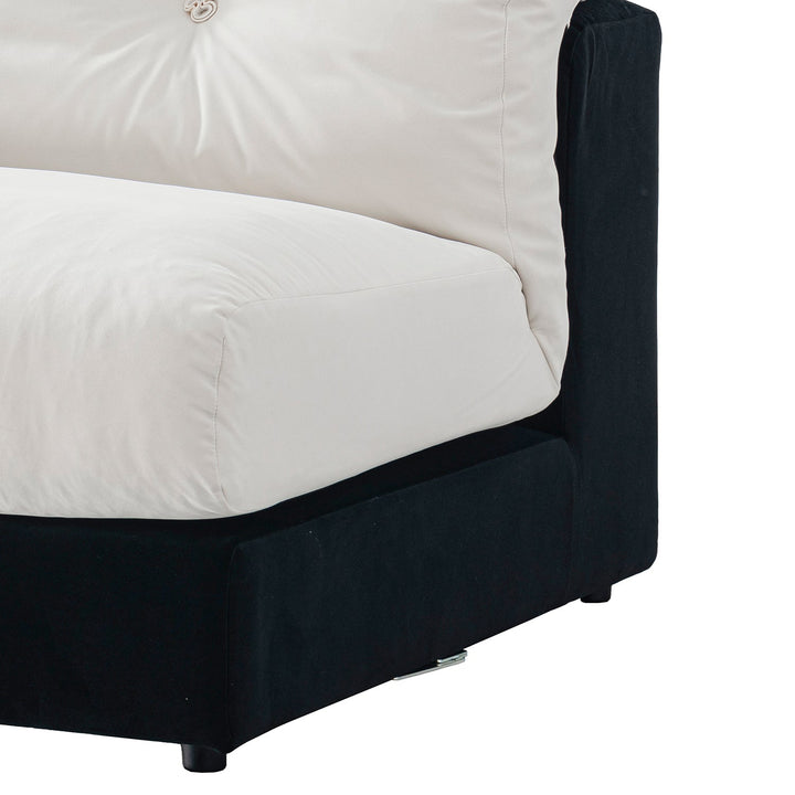 Cream suede fabric 4 seater sofa camellia layered structure.