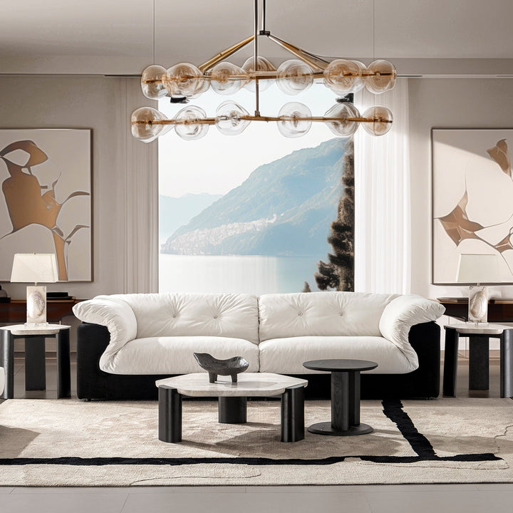 Cream Suede Fabric 4 Seater Sofa CAMELLIA