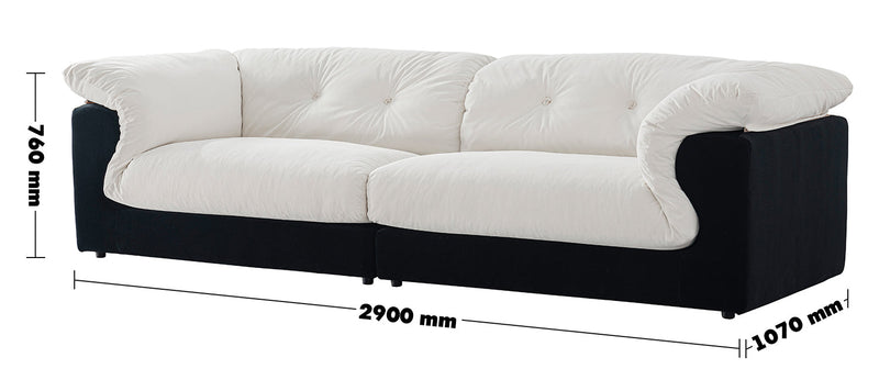 Cream Suede Fabric 4 Seater Sofa CAMELLIA Size Chart