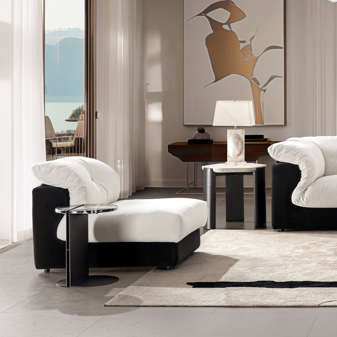 Cream Suede Fabric Armless 1 Seater Sofa CAMELLIA