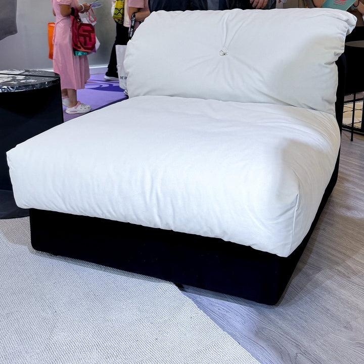 Cream Suede Fabric Armless 1 Seater Sofa CAMELLIA