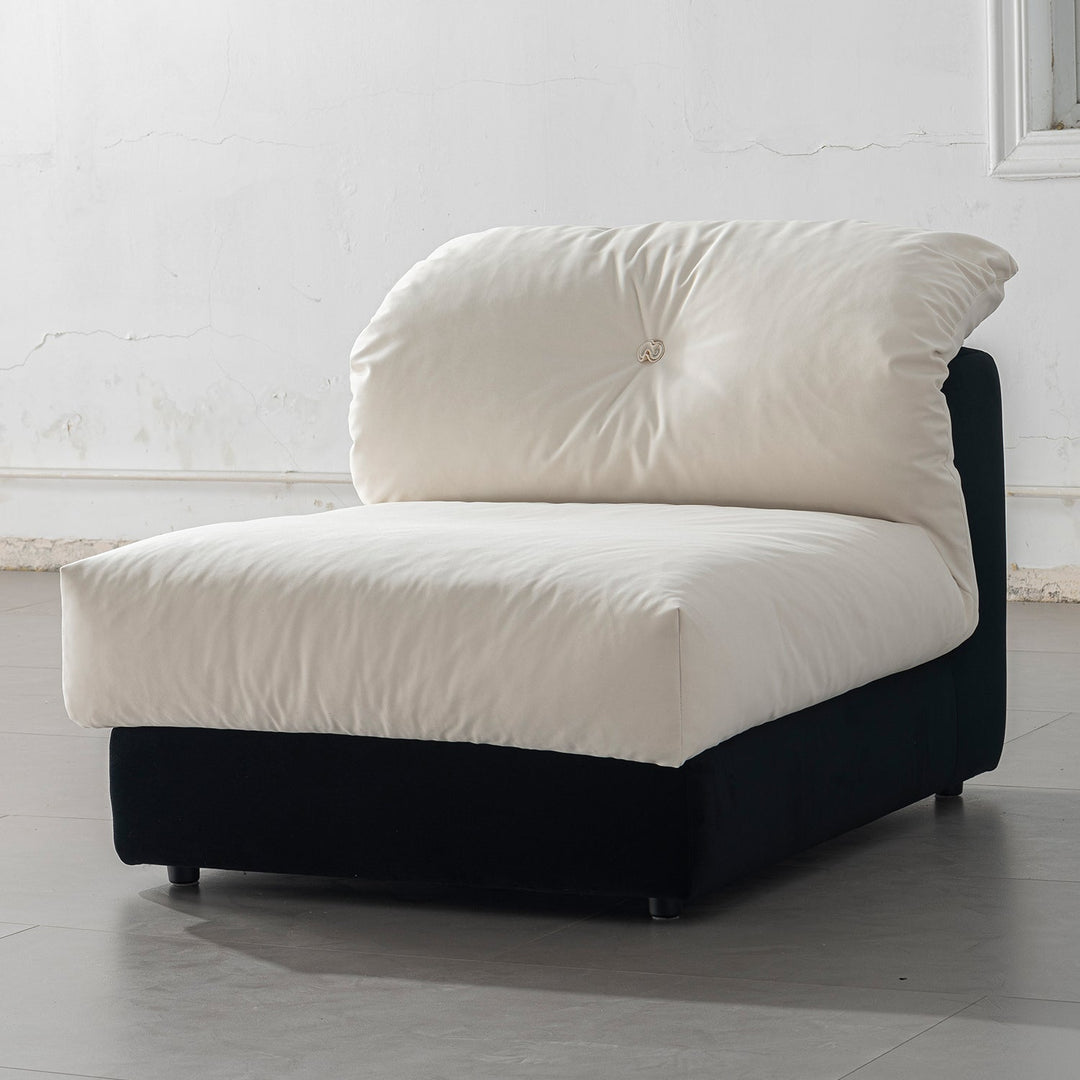 Cream Suede Fabric Armless 1 Seater Sofa CAMELLIA