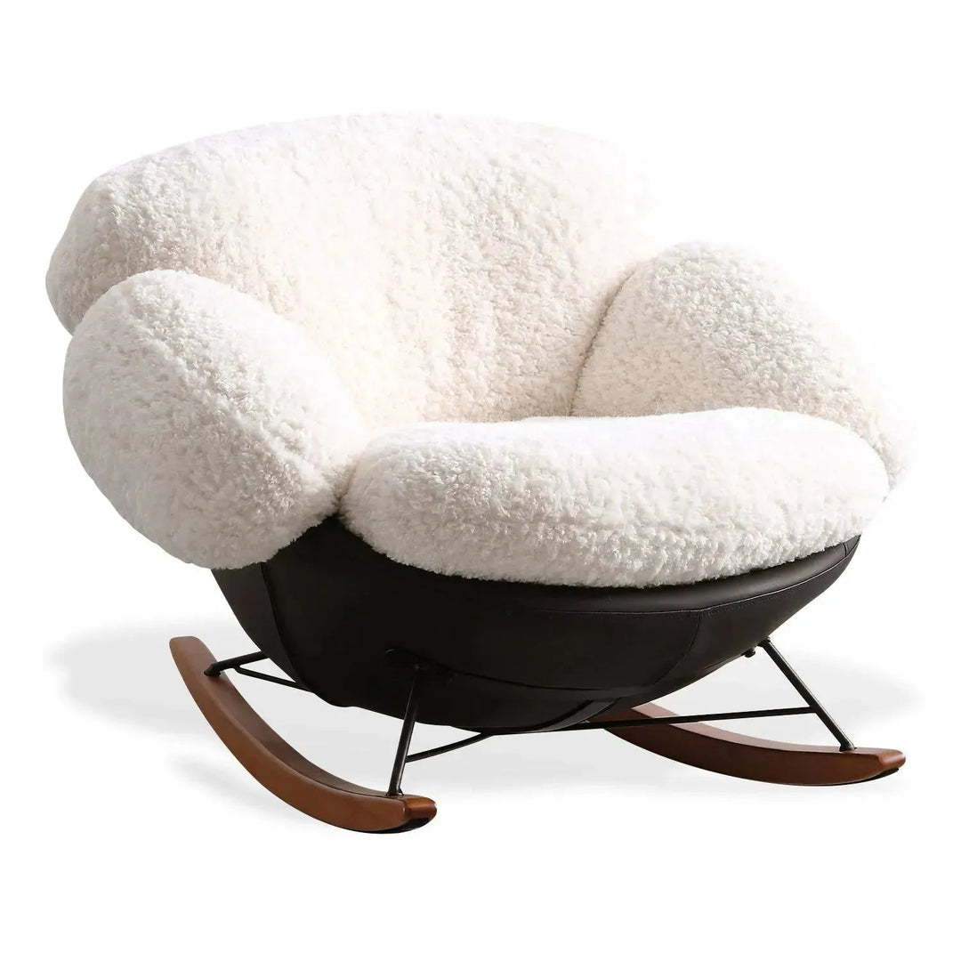 Cream Teddy Fabric Rocking 1 Seater Sofa SWANK