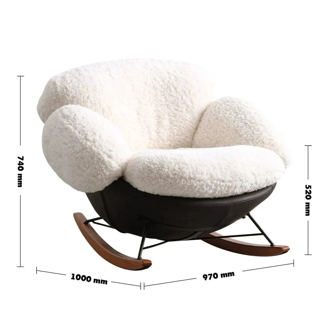 Cream Teddy Fabric Rocking 1 Seater Sofa SWANK