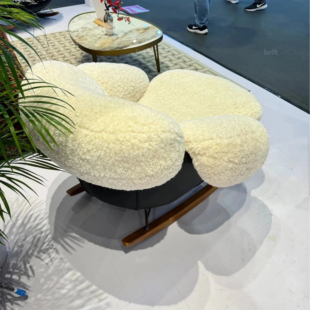 Cream Teddy Fabric Rocking 1 Seater Sofa SWANK