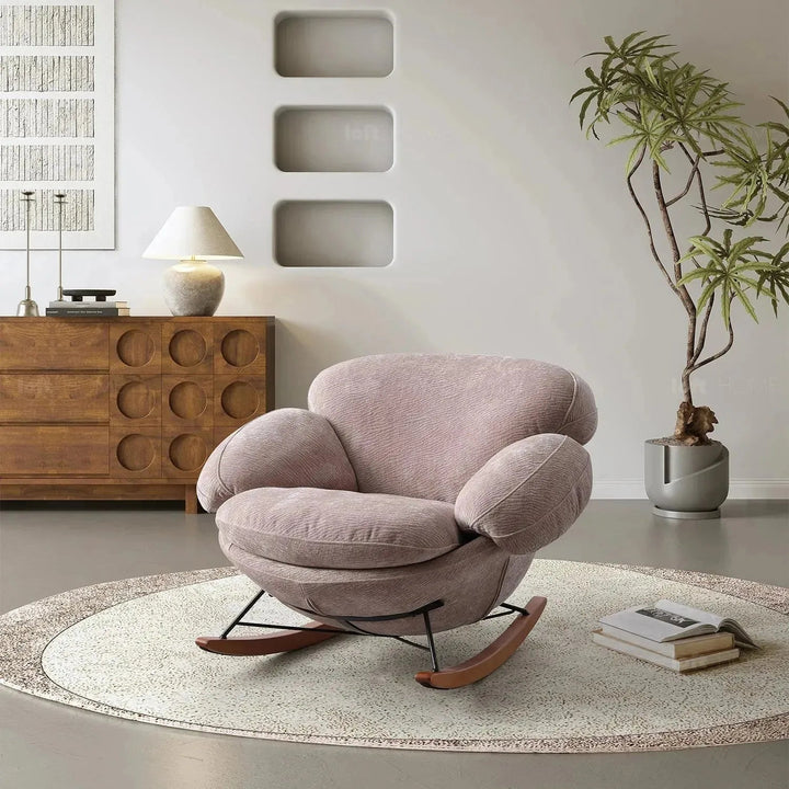 Cream Teddy Fabric Rocking 1 Seater Sofa SWANK