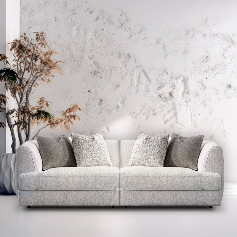 Minimalist velvet fabric modular 3 seater sofa fable primary product view.
