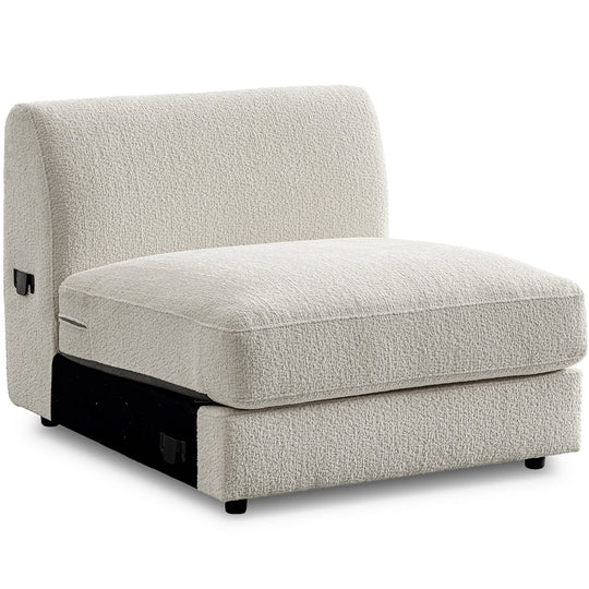 Minimalist velvet fabric modular armless 1 seater sofa fable in white background.