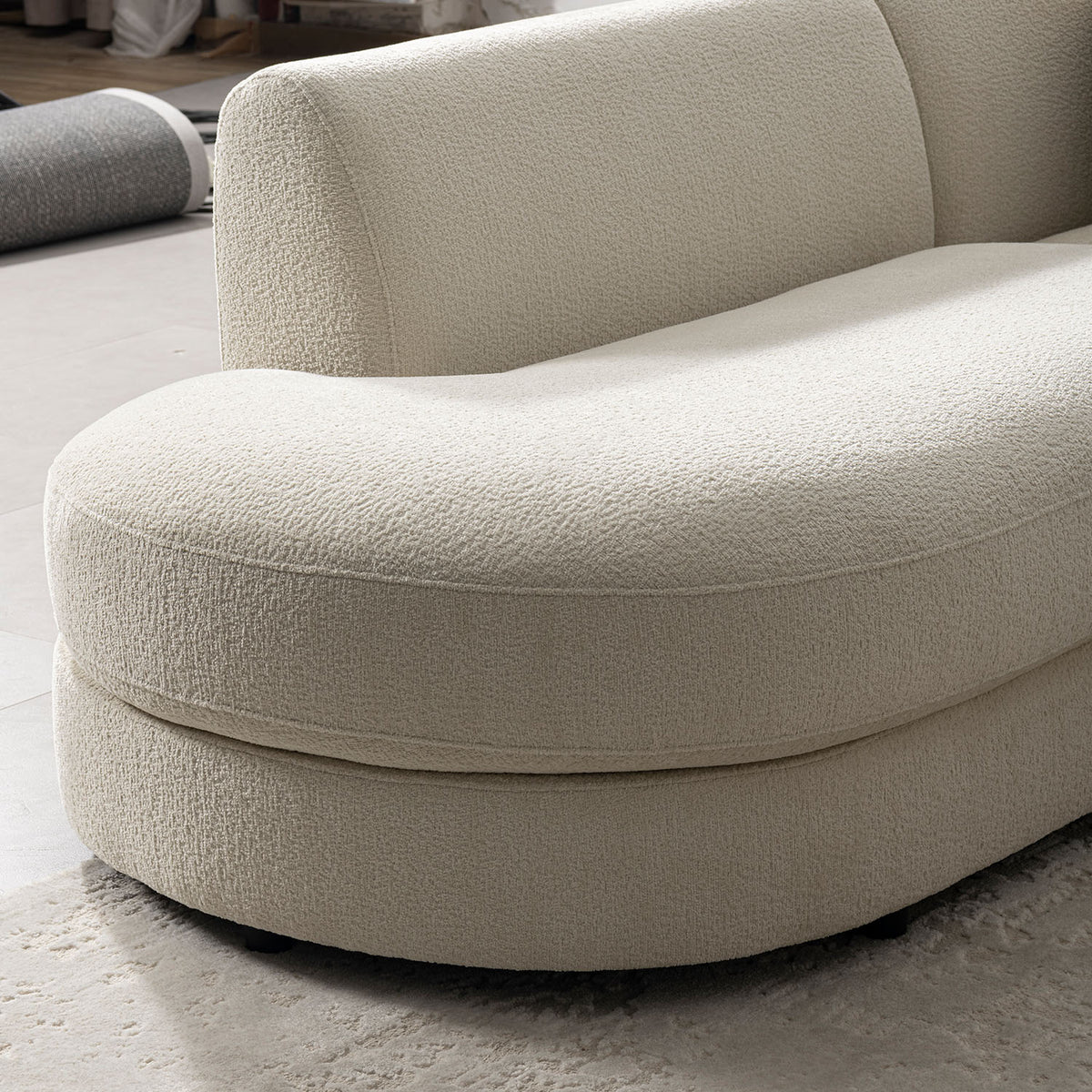 Minimalist Velvet Fabric Modular Chaise 2 Seater Sofa FABLE Material Details Chart