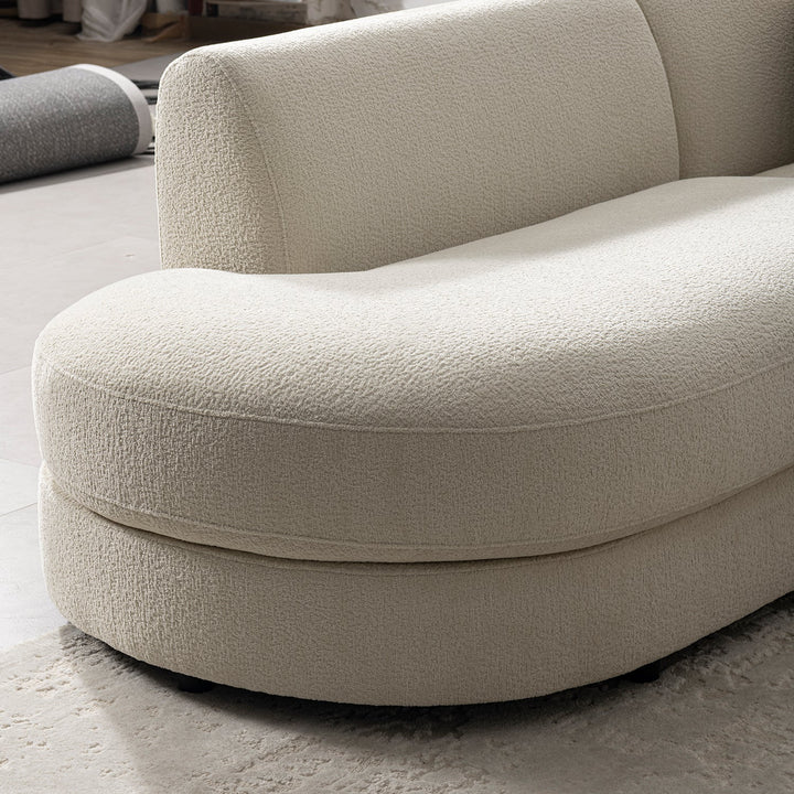 Minimalist velvet fabric modular chaise 2 seater sofa fable with context.