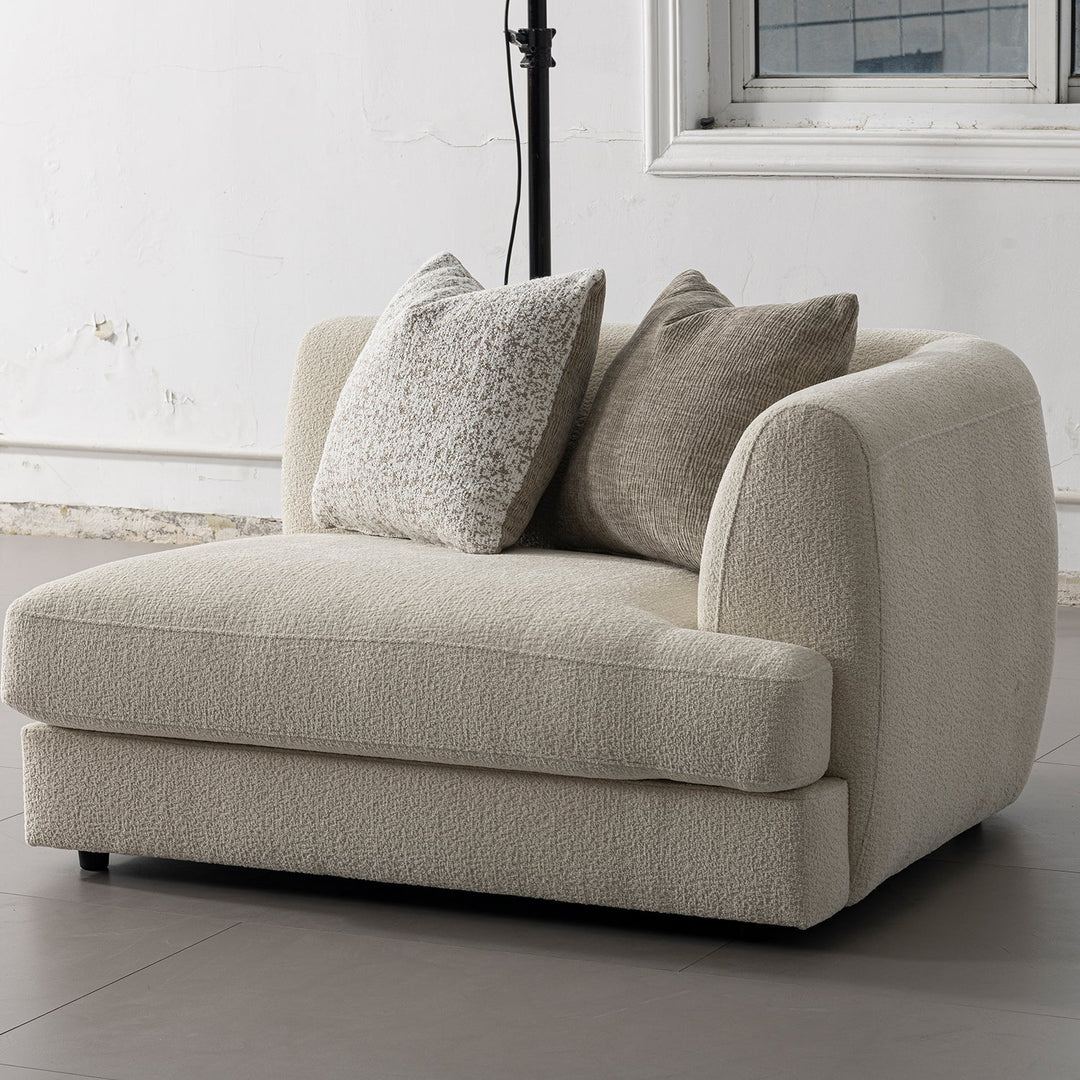 Minimalist velvet fabric modular corner 1 seater sofa fable in real life style.