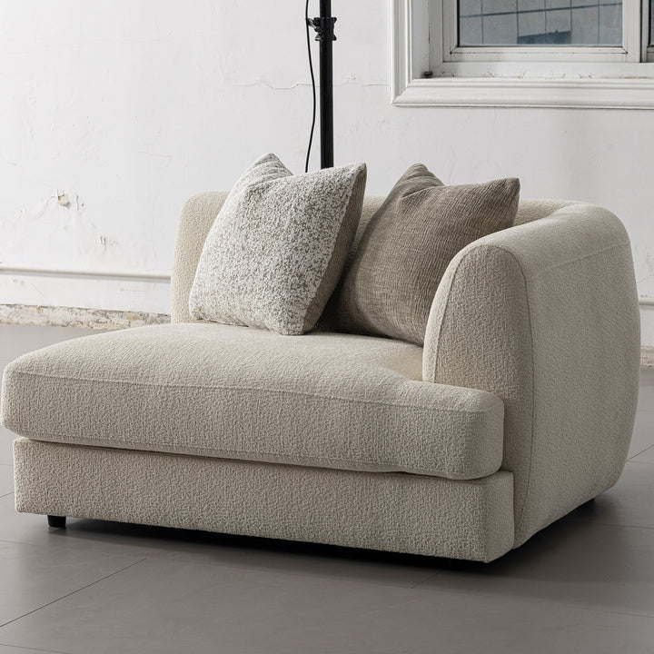 Minimalist velvet fabric modular corner 1 seater sofa fable in real life style.