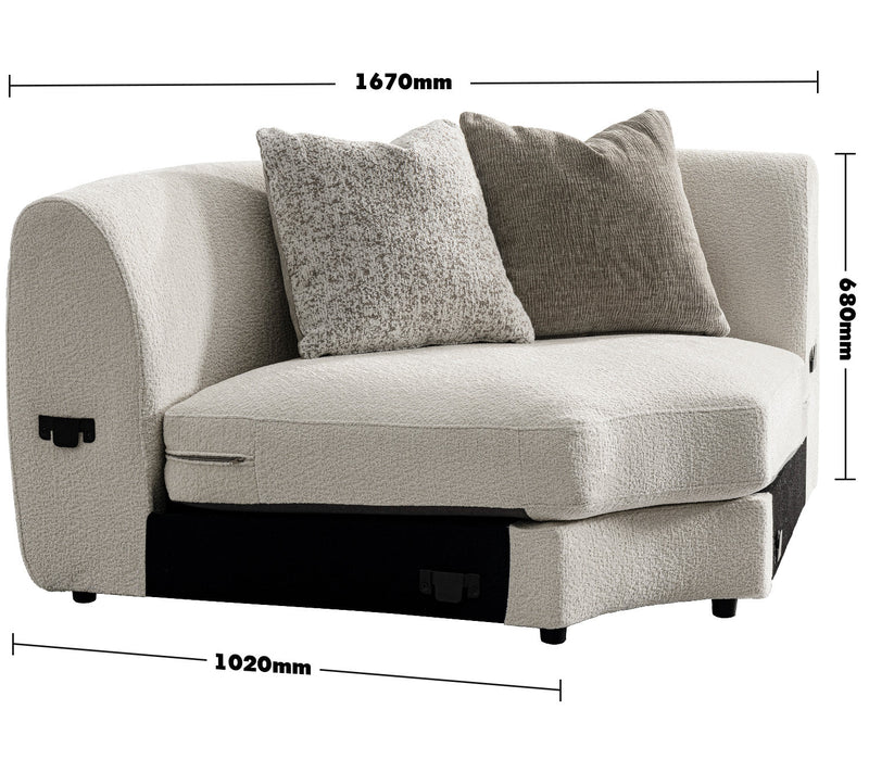 Modern Velvet Fabric Modular Joint Connection 1 Seater Sofa FABLE Size Chart