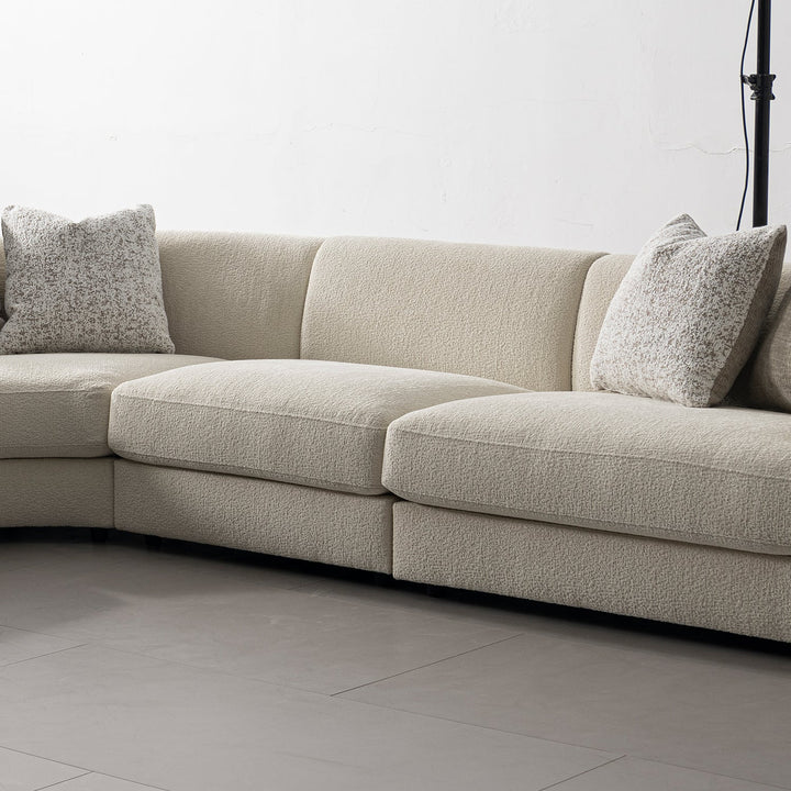 Minimalist velvet fabric modular l shape sectional sofa fable 3+l in details.