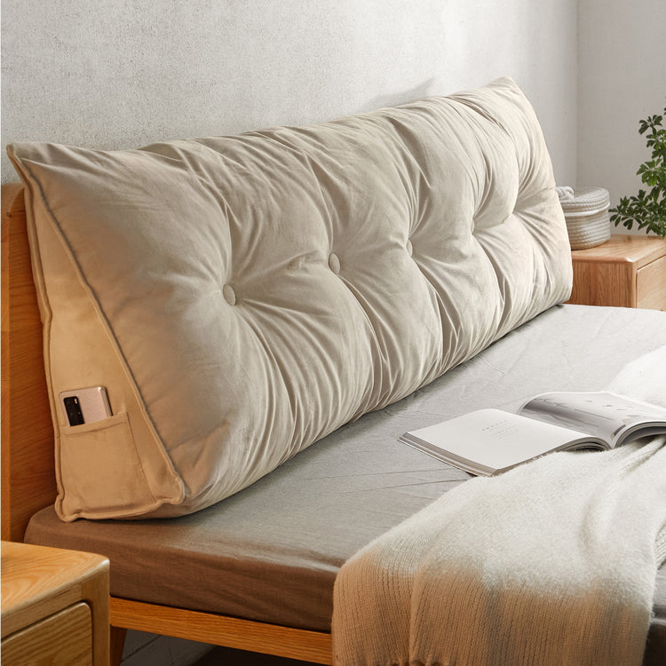 Modern Velvet Fabric Triangle Bed Rest Pillow SNUG Good to Know Preview-1