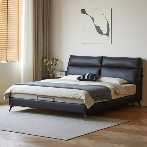 Modern Genuine Leather Bed Frame DUSKO Good to Know Preview-1