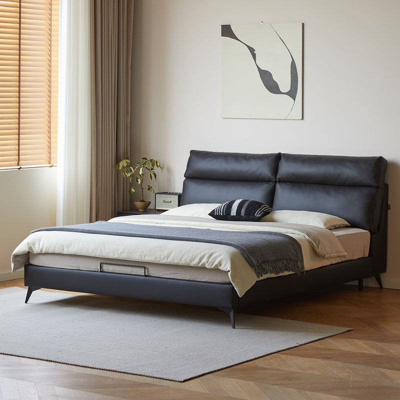 Modern genuine leather bed frame dusko primary product view.