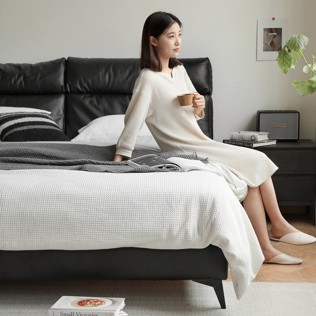 Modern Genuine Leather Bed Frame DUSKO