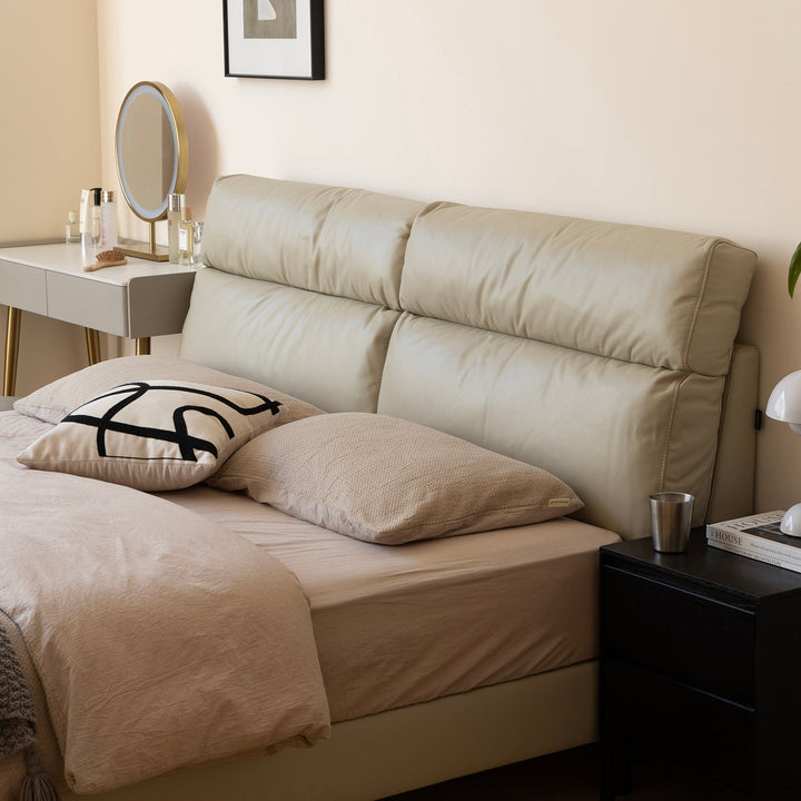 Modern genuine leather bed frame dusko layered structure.