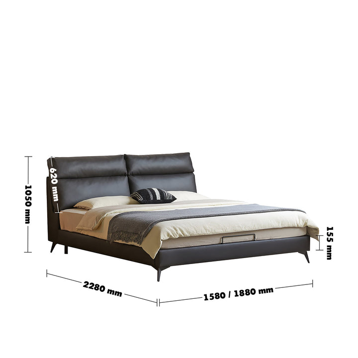 Modern genuine leather bed frame dusko size charts.