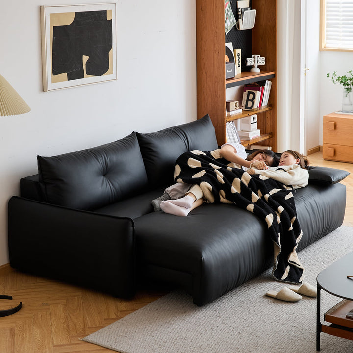 Modern Microfiber Leather electric recliner 4 seater sofa evena in close up details.