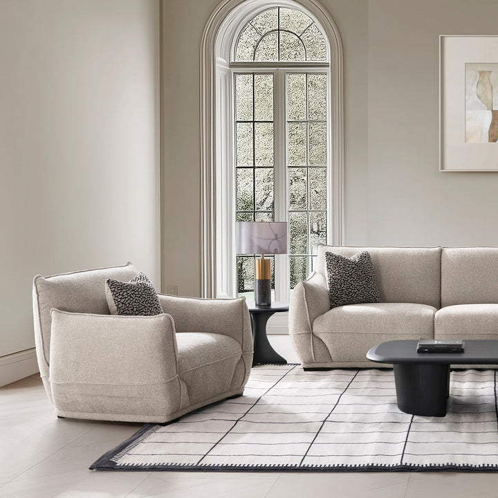 Modern Mixed Weave Fabric 1 Seater Sofa CLOUDY