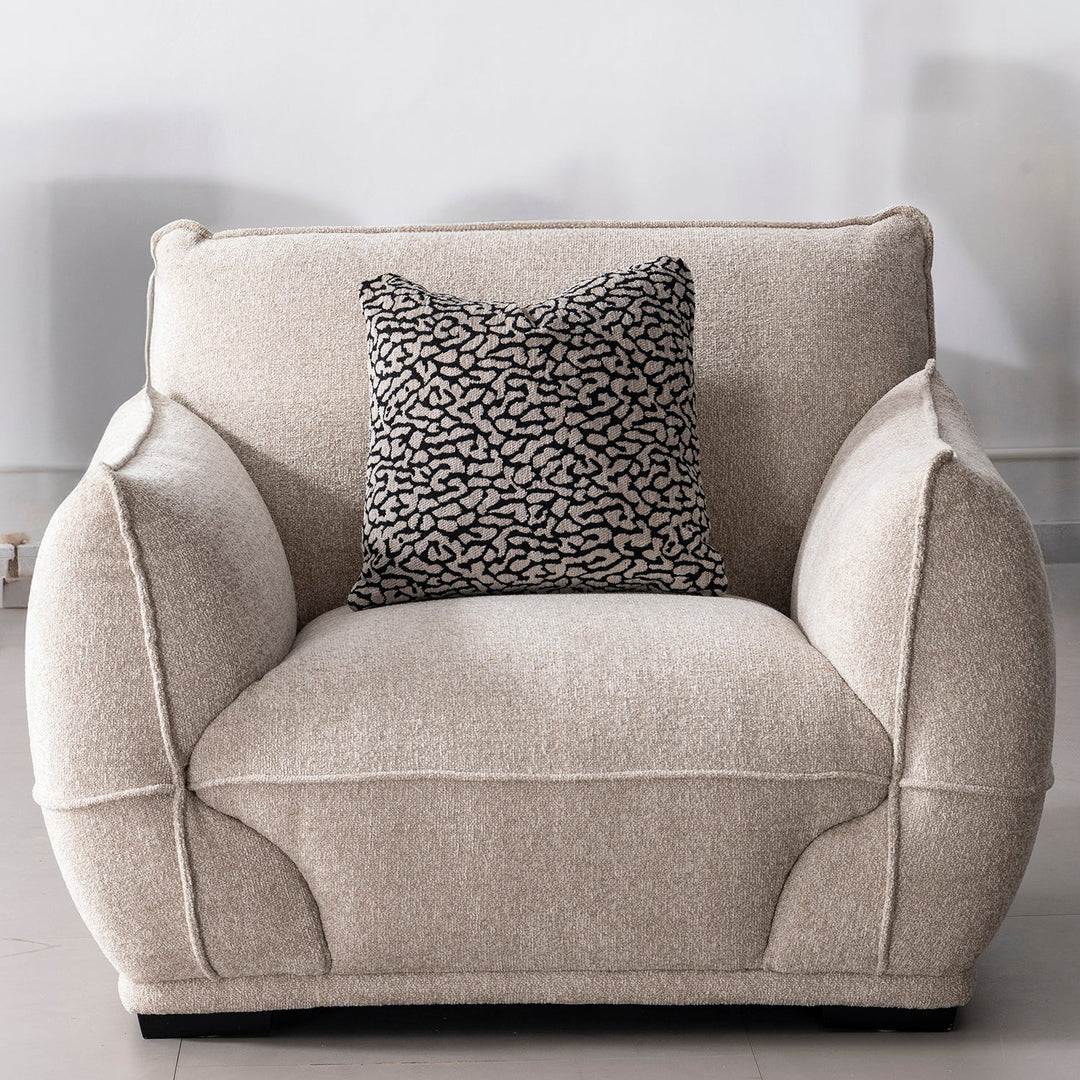Modern Mixed Weave Fabric 1 Seater Sofa CLOUDY