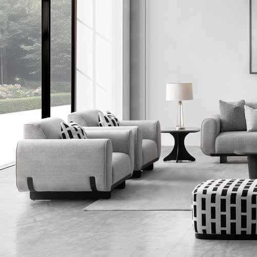 Modern Mixed Weave Fabric 1 Seater Sofa GRIDDY Good to Know Preview-1
