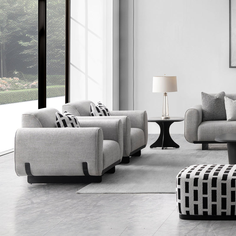 Modern mixed weave fabric 1 seater sofa griddy primary product view.