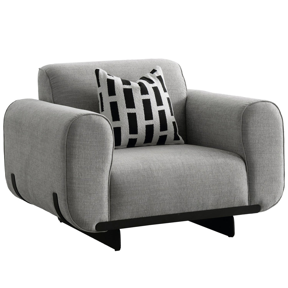Modern mixed weave fabric 1 seater sofa griddy in white background.