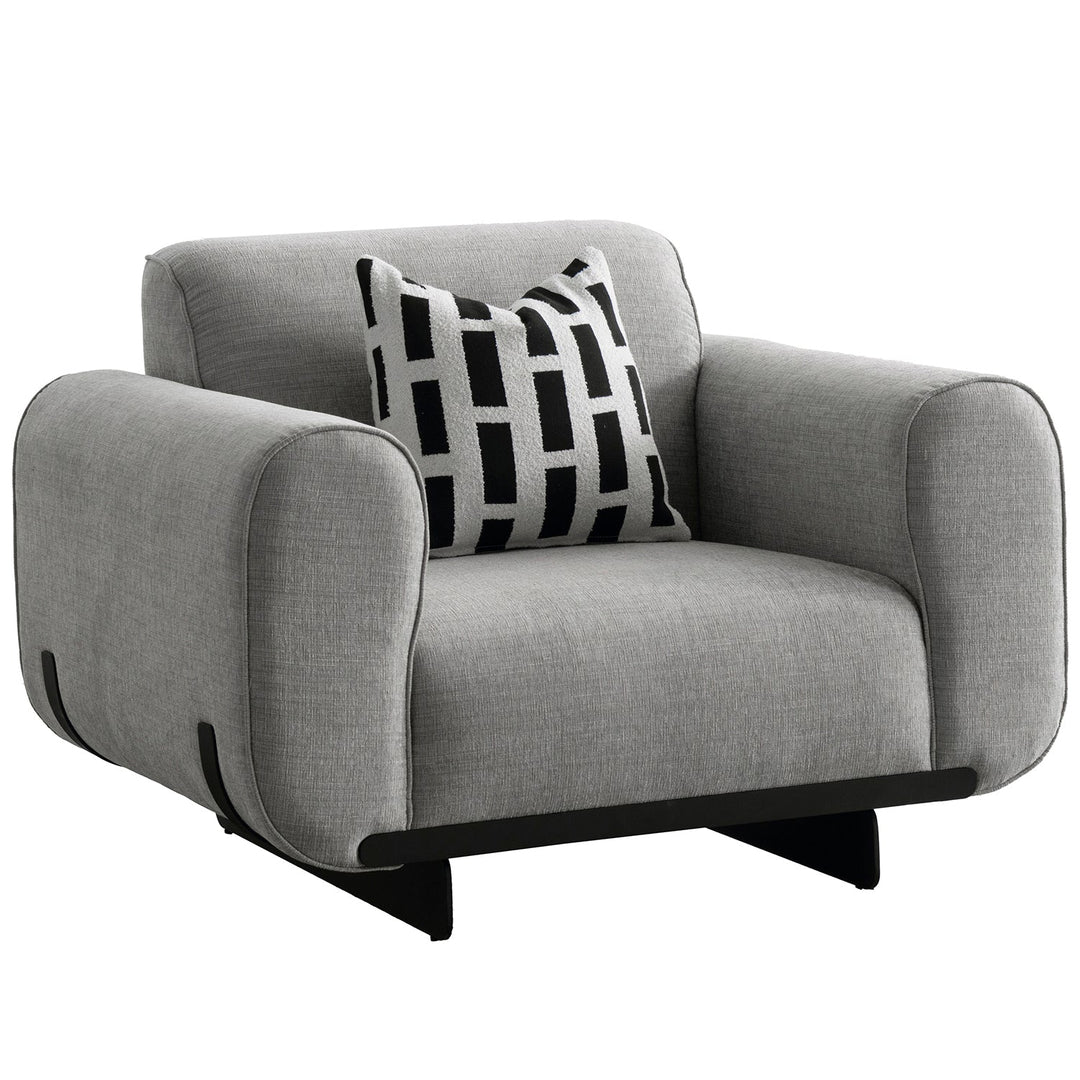 Modern mixed weave fabric 1 seater sofa griddy in white background.