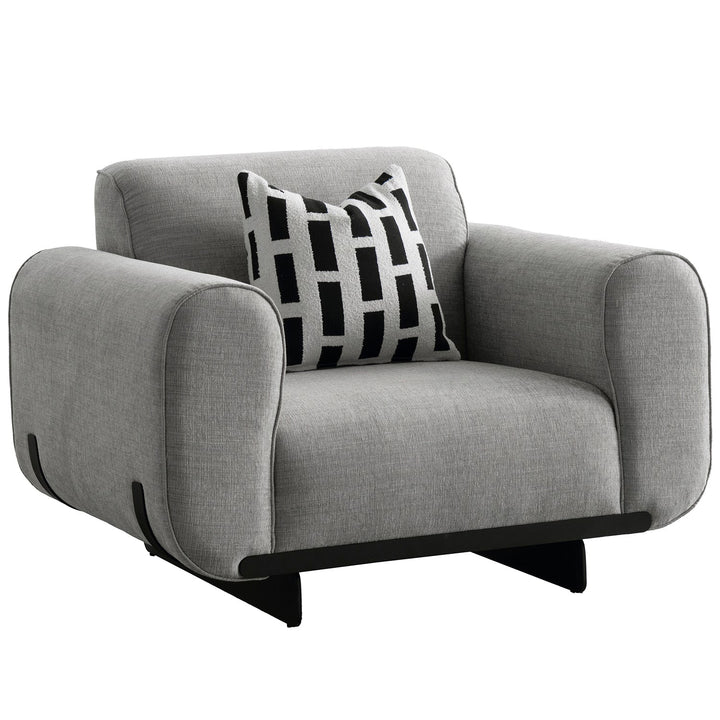 Modern mixed weave fabric 1 seater sofa griddy in white background.