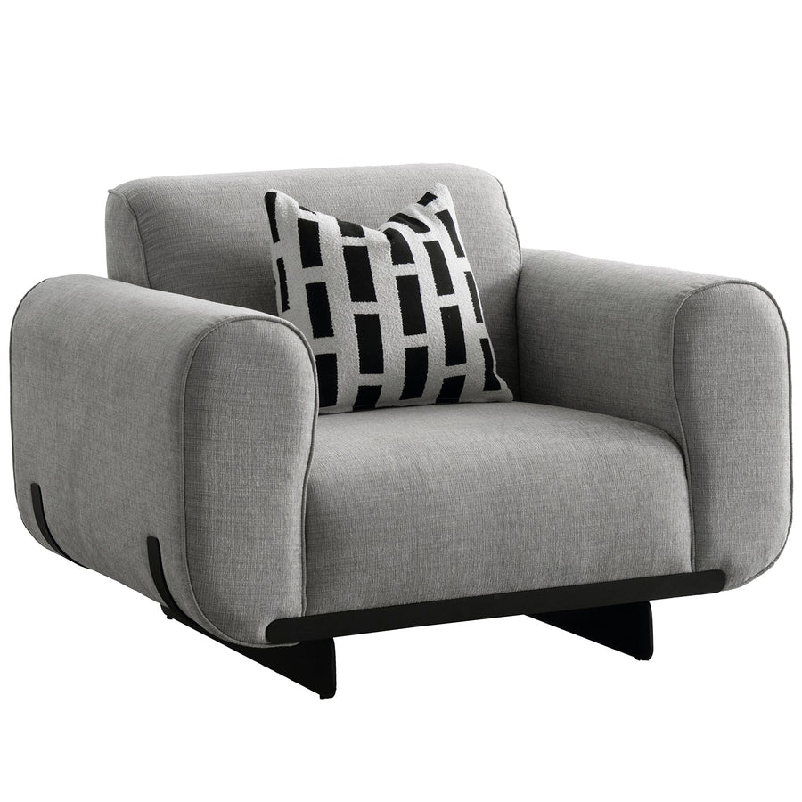 Modern mixed weave fabric 1 seater sofa griddy in white background.