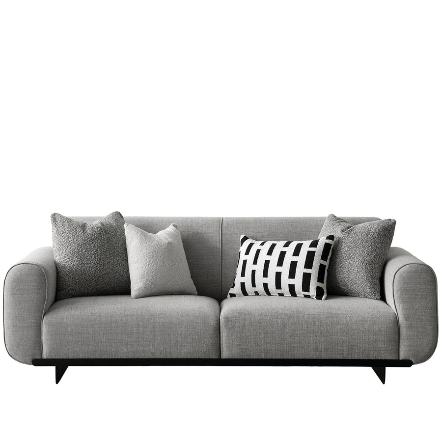 Modern mixed weave fabric 3 seater sofa griddy in white background.