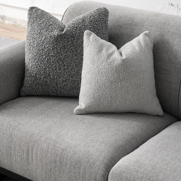 Modern mixed weave fabric 3 seater sofa griddy material variants.
