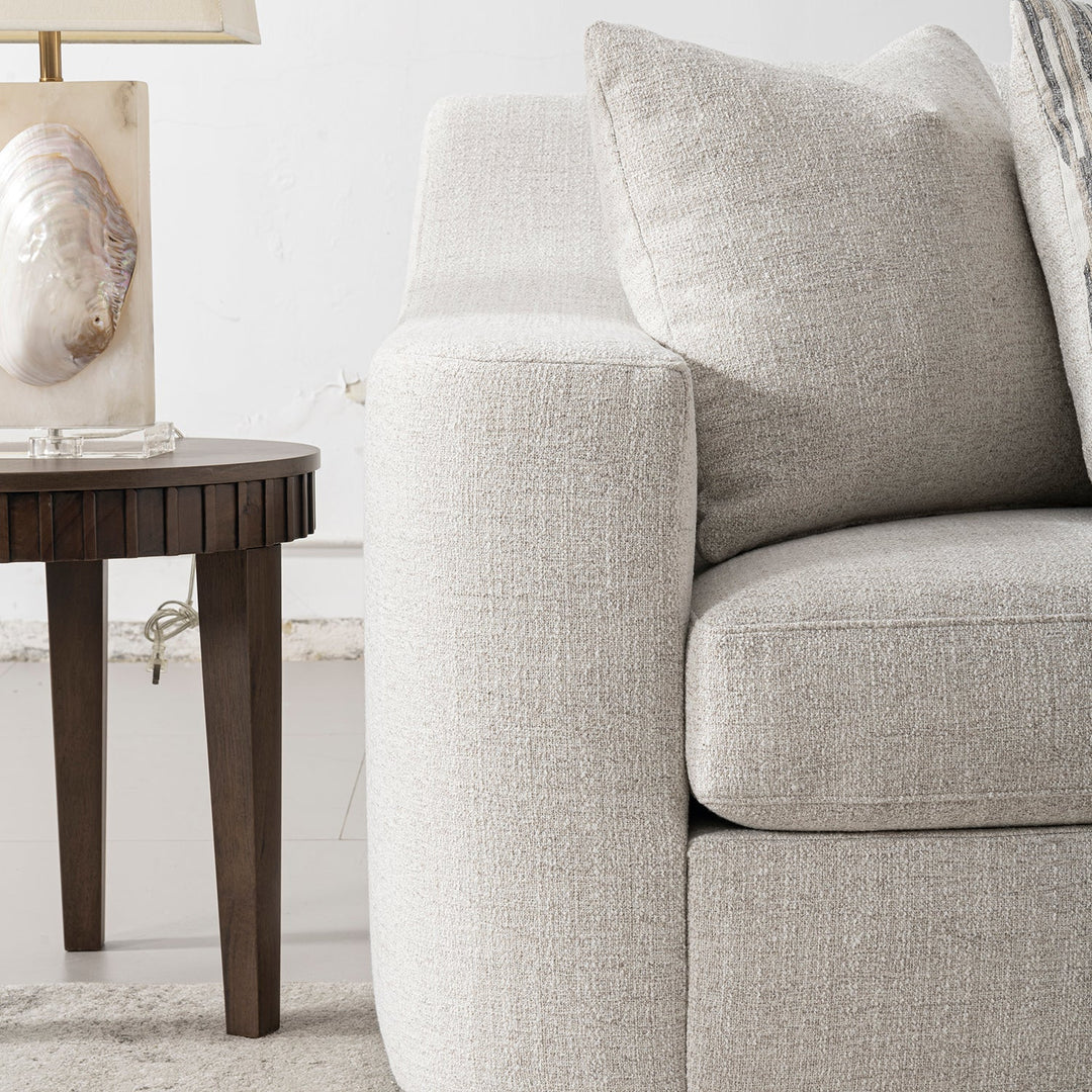 Modern mixed weave fabric 3 seater sofa terra material variants.