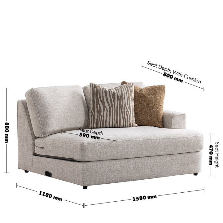 Modern Mixed Weave Fabric Chaise 2 Seater Sofa LUCENT