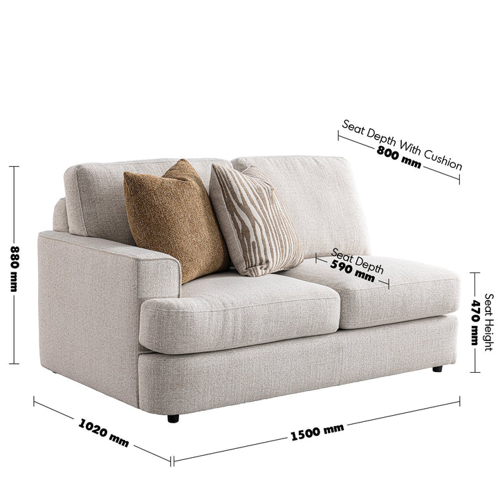 Modern mixed weave fabric corner 2 seater sofa lucent size charts.