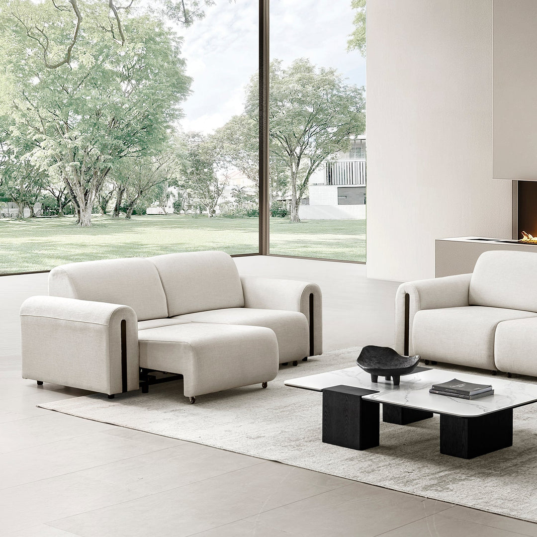 Minimalist Mixed Weave Fabric Electional Sectional 2 Seater Sofa Bed PLAINA