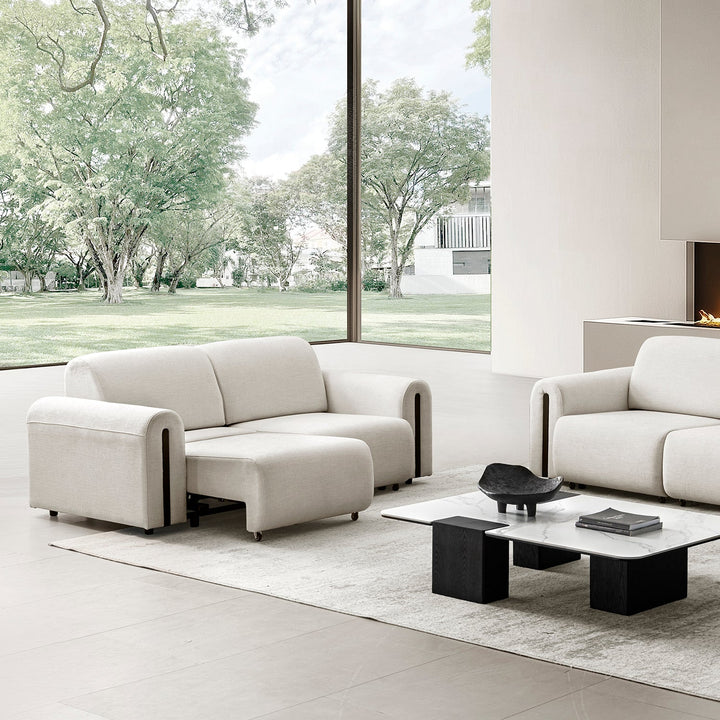 Minimalist Mixed Weave Fabric Electional Sectional 2 Seater Sofa Bed PLAINA