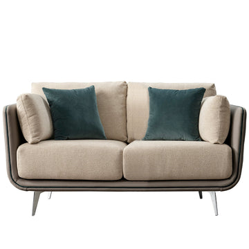 Modern mixed weave fabric microfiber leather 2 seater sofa vanta in white background.